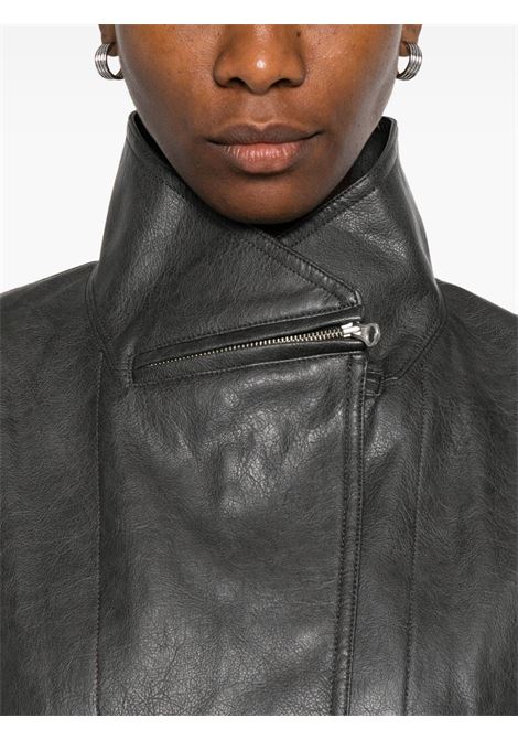 leather short jacket woman charcoal LOW CLASSIC | LW253JP06CC0001